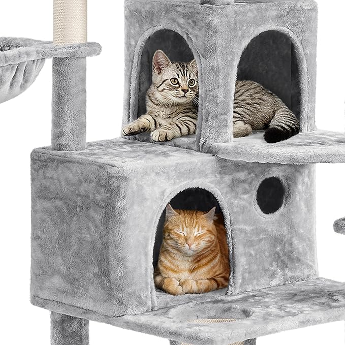 Yaheetech 76.5in Cat Tree Cat Tower with 3 Condos, 3 Cozy Perches with Dangling Ball, Scratching Posts, 2 Baskets, Pet Bed Furniture Activity Center for Indoor Cats and Kittens