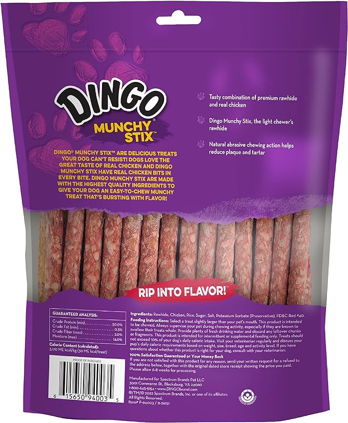 Dingo Non-China Munchy Stix Dog Chews For All Dogs, 50-Count