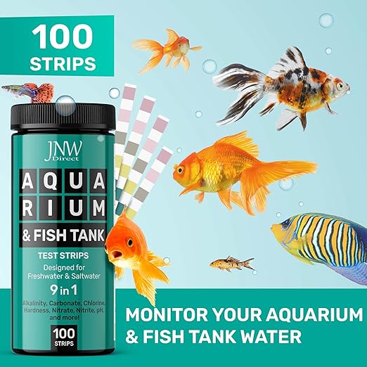 Aquarium Test Strips - 9-in-1 Aquarium Test Kit with eBook - Aquarium Water Test Kit with Quick and Accurate Fish Tank Test Strips - 100 Test Strips by JNW Direct