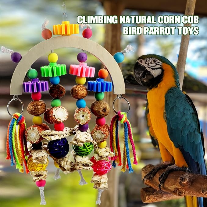 Bird Toys Parrot Toys Natural Corncob Wood Mango Chew Toys for African Grey Parrots, Sun Parrots, Lovebirds, Small Parrots, Parakeets