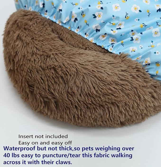 Waterproof Round Dog Bed Fitted Sheet Cover Replacement Washable Plastic Slipcover 36 x 36 inch for XL Faux Fur Donut Dog Beds