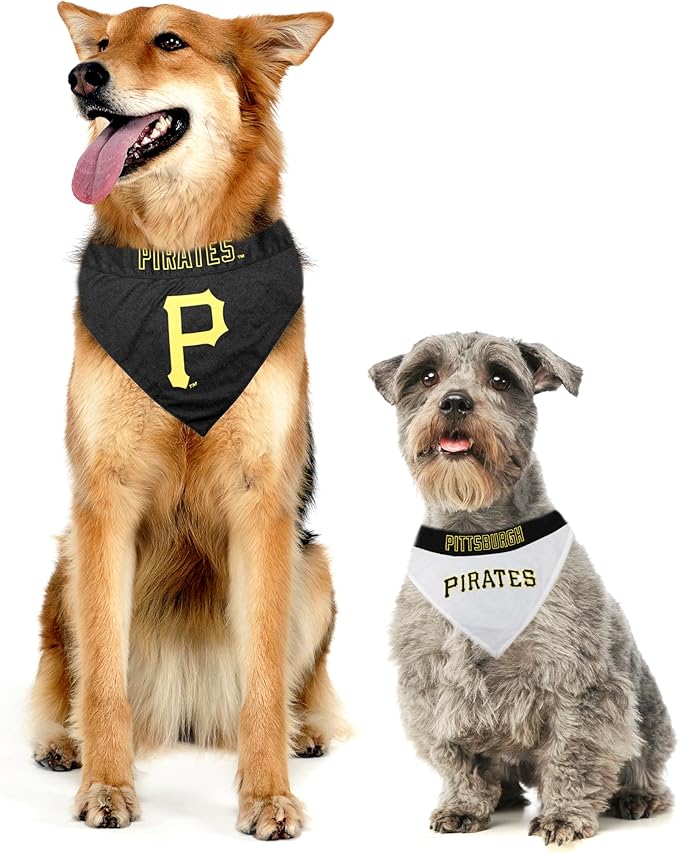 Pets First PIR-3217-S-M MLB Pittsburgh Pirates Reversible Pet Bandana, Small/Medium, MLB Team Color