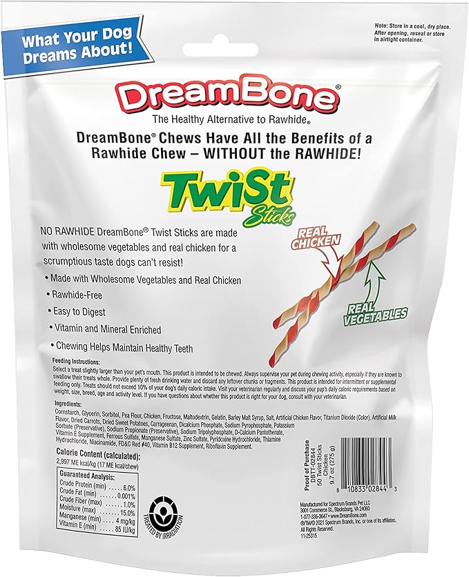 SmartBones Smart Twist Sticks with Peanut Butter 50 Count, Rawhide-Free Chews for Dogs + DreamBone Twist Sticks, Made with Real Chicken, Rawhide-Free Chews for Dogs, 50 Count