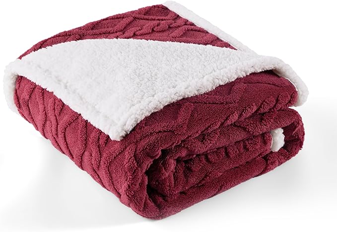 Bedsure Waterproof Dog Blankets for Large Dogs - Pet Blanket for Couch Protector Washable, Premium Jacquard Coral Fleece Cat Throw Blanket, Soft Reversible Furniture Protection, 50"x60", Burgundy