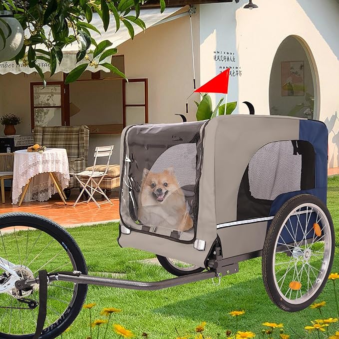 Dog Bike Trailer, Breathable Mesh Dog Cart, Bicycle Carrier for Medium and Small Sized Dogs