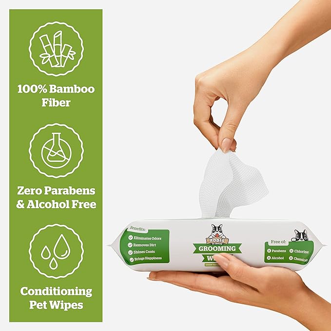 Pogi's Dog Grooming Wipes - 100 Dog Wipes for Cleaning and Deodorizing - Plant-Based, Hypoallergenic Pet Wipes for Dogs, Puppy Wipes - Quick Bath Dog Wipes for Paws, Butt, & Body - Green Tea Scented