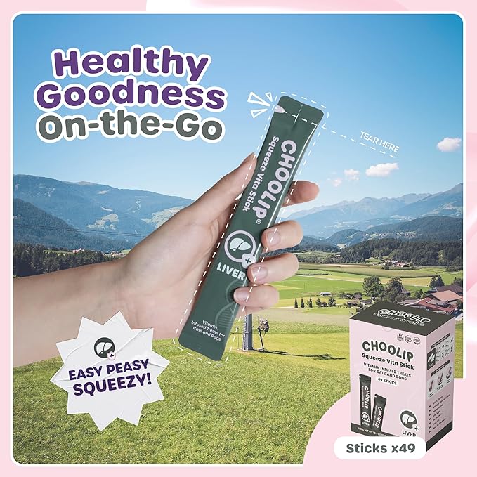 Squeeze Vita Stick for Liver. Natural Cat and Dog Treats with Milk Thistle, Curcumin, Taurine, Shiitake Mushroom, Zinc and more. 49pk Liquid Cat Treats, Dog Treats. Vet-Formulated Low Carb