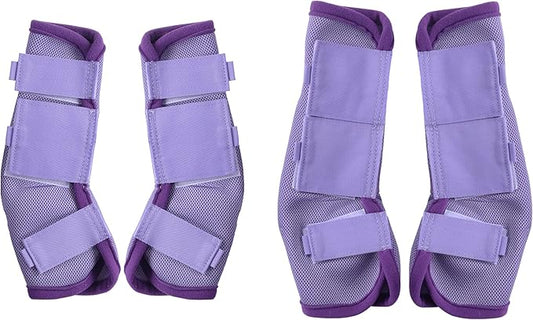 Horse Fly Boots - Fly Horse Boots Perfect for Equine Leg Wraps and Maximum Horse Fly Protection Set of 4 (Violet, Cob)