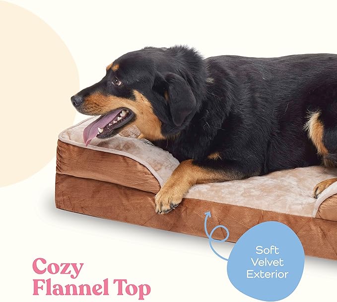 Orthopedic Sofa Dog Bed - Ultra Comfortable Dog Bed for Large Dogs - Breathable & Waterproof Pet Bed- Egg Foam Sofa Bed with Extra Head and Neck Support - (XX-Large, Brown)