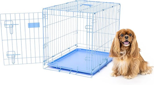 Carlson Blue Secure and Compact Single Door Metal Dog Crate, Small