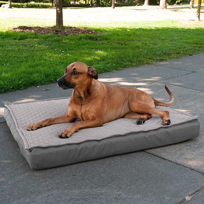 Furhaven Water-Resistant Memory Foam Dog Bed for Large Dogs w/ Removable Quilt Top & Washable Cover, For Dogs Up to 95 lbs - Indoor/Outdoor Quilt Top Convertible Mattress - Gray, Jumbo/XL