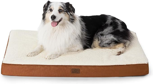 Bedsure Extra Large Dog Crate Bed - Big Orthopedic Waterproof Dog Beds with Removable Washable Cover for Large Dogs, Egg Crate Foam Pet Bed MatDark Khaki