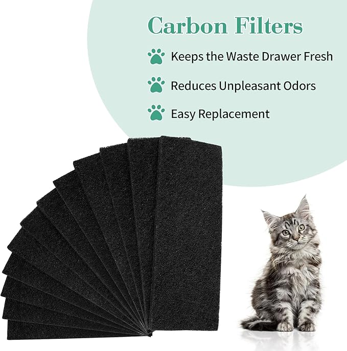 12 Pack Carbon Filters Compatible with Model 3 - Replacement Filters for All Litter Box to Absorb Odors Control Damp from Pets and Keep Home Fresh