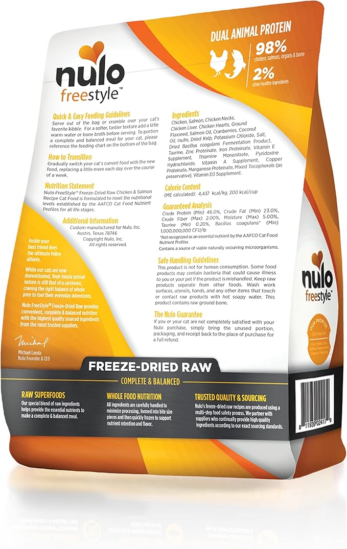 Nulo Freestyle Freeze-Dried Raw, Ultra-Rich Grain-Free Dry Cat Food for All Breeds and Life Stages with BC30 Probiotic for Digestive and Immune Health