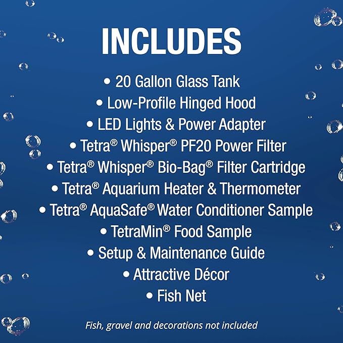 Tetra Aquarium, 20 Gallon, Complete Tropical Fish Tank Kit With LED Lighting And Decor For Freshwater Fish