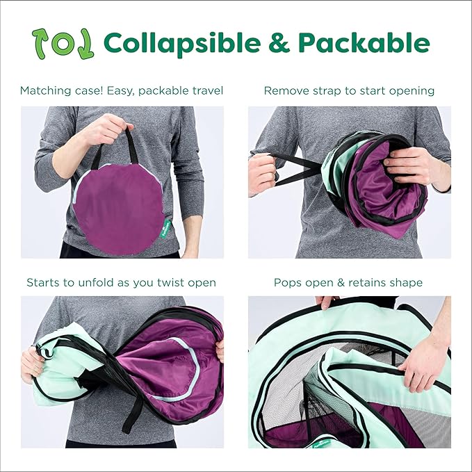Furhaven Pop Up Playpen Pet Tent Playground - Purple, Large