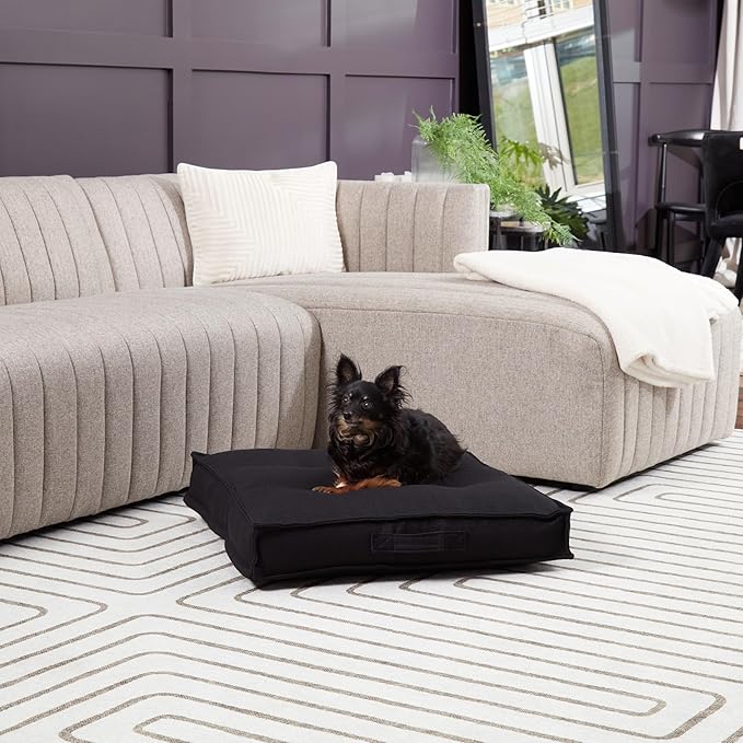 South Pine Porch Mila Square Tufted Pillow Style Dog Bed, Black, Small (24" x 24")