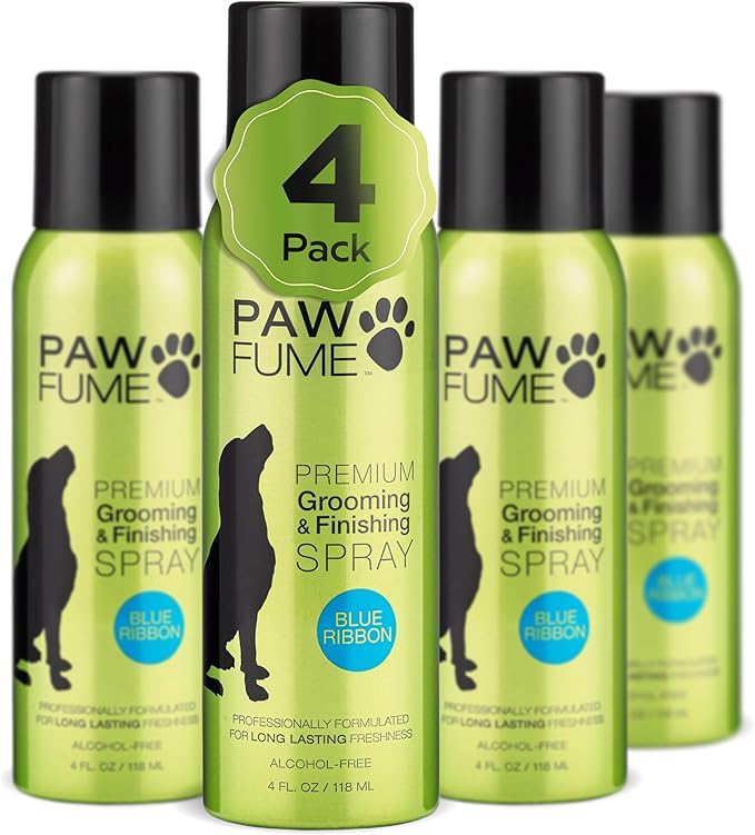 PAWFUME Premium Grooming Spray Dog Spray Deodorizer Perfume for Dogs - Dog Cologne Spray Long Lasting Dog Sprays - Dog Perfume Spray Long Lasting After Bath - Deodorizing Spray (Blue Ribbon, 4-Pack)