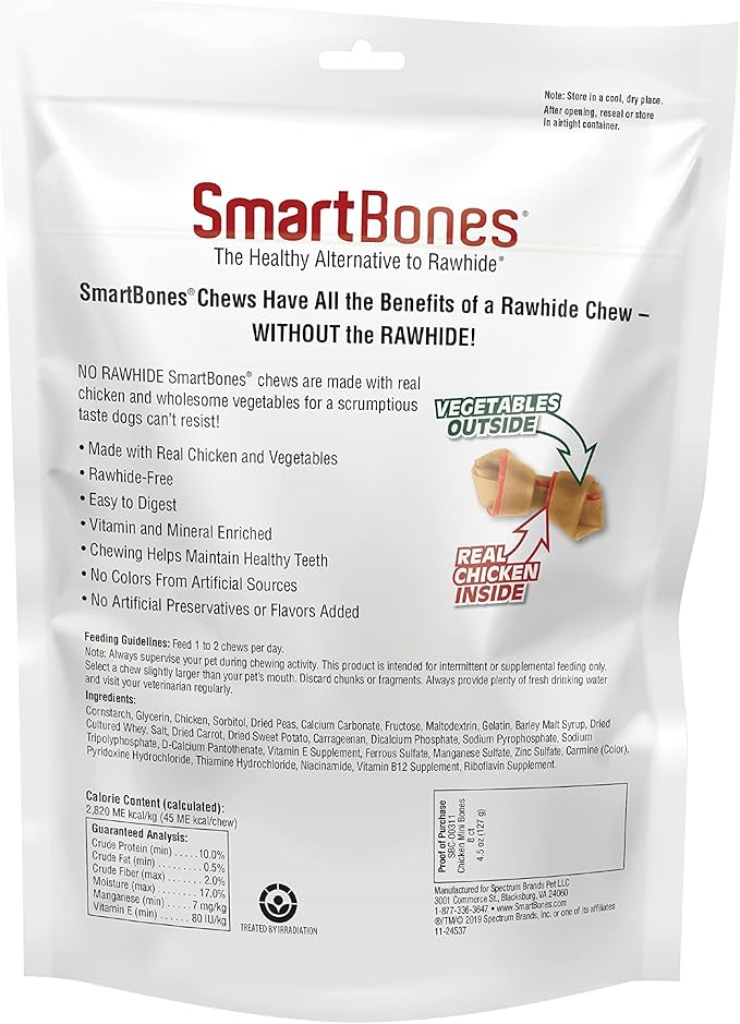 Smartbones with Real Chicken Mini Chews 8 Count, Rawhide-Free Chews for Dogs