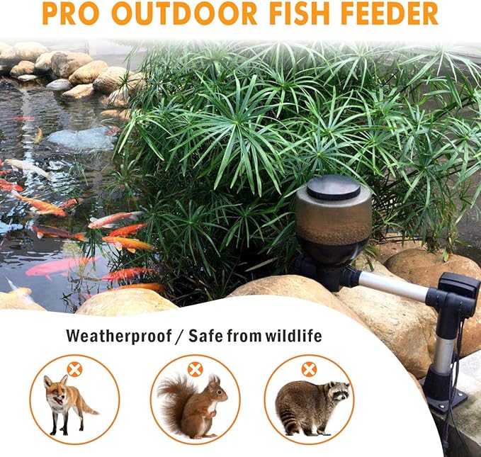 hygger Large Programmable Auto Pond Feeder with LCD Display Controller Automatic Fish Food Feeding Dispenser Outdoor Koi Fish Feeder 5.5 L Capacity