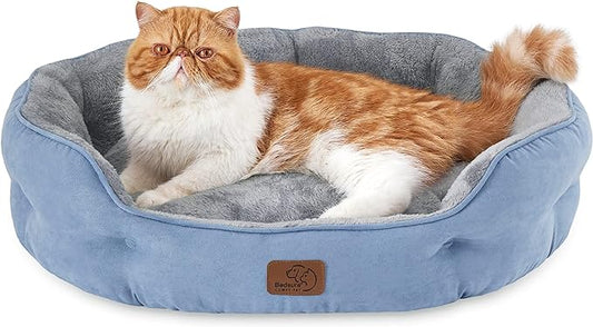 Bedsure Dog Beds for Small Dogs - Round Cat Beds for Indoor Cats, Washable Pet Bed for Puppy and Kitten with Slip-Resistant Bottom, 25 Inches, Allure