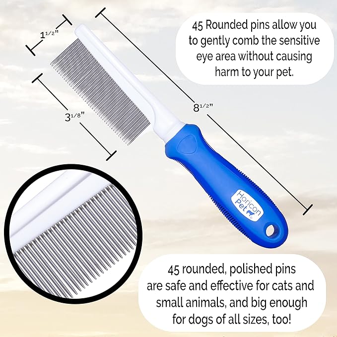 45 Pin Face & Finishing Comb With Stainless Steel Metal Teeth - Dogs, Cats & Small Animals for Removing Matted Fur, Knots & Tangles