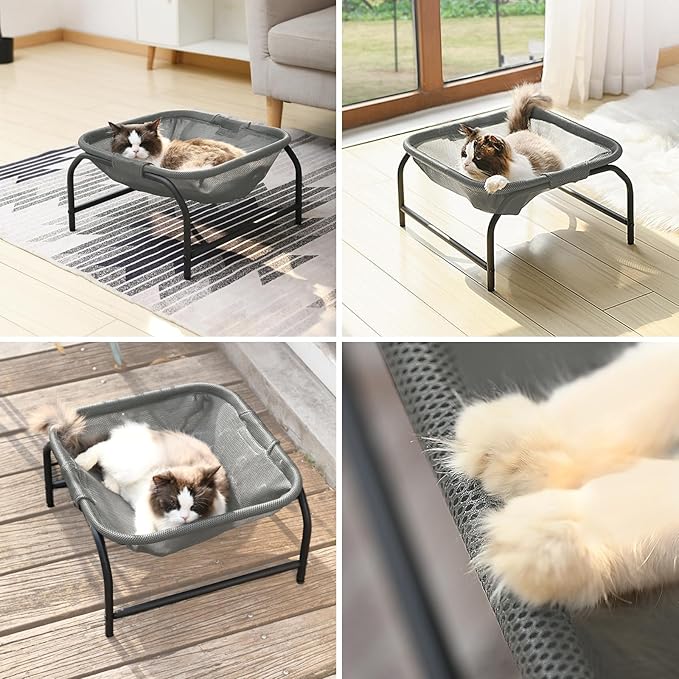 Cat Bed [Designed for Big Cats] Dog Pet Square Hammock Bed Free-Standing Cat Sleeping Bed Cat Supplies Whole Wash Stable Detachable Easy Assembly Indoor Outdoor