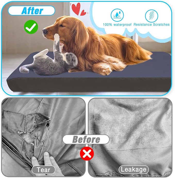 Dog Bed Covers Replacement Washable X-Large, 100% Waterproof Dog Bed Cover Soft Noiseless Dog Bed Sheets 50% Increase durability, Blue 2 Pack 44 x 35 inch