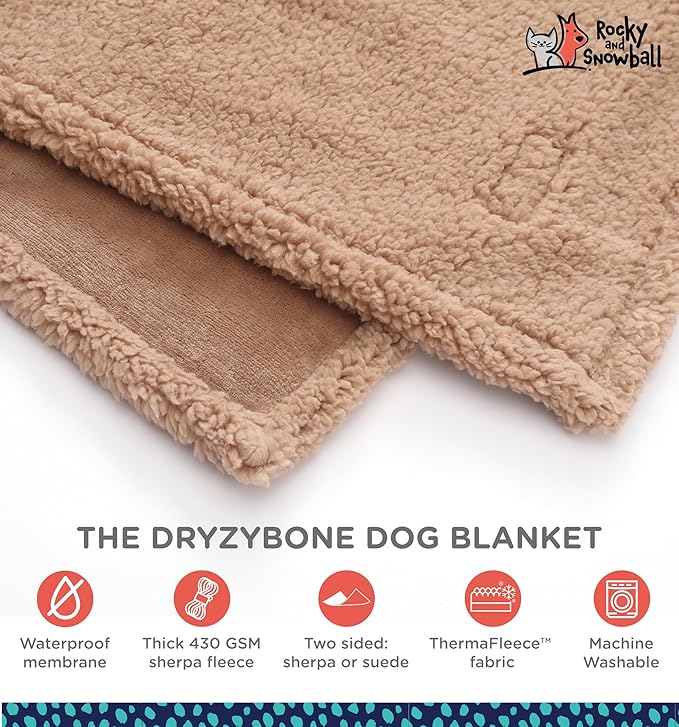 Waterproof Dog Blankets for Large Dogs Washable - Sherpa Dog Blanket for Bed, Pet Covers for Couches and Sofas, Cars 60x80
