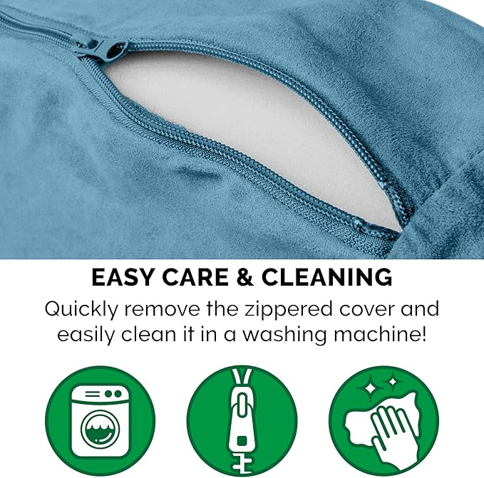 Furhaven 44" Round Cooling Gel Dog Bed for Large Dogs w/ Removable Washable Cover, For Dogs Up to 80 lbs - Sherpa & Suede Snuggery - Blue, 44-inch