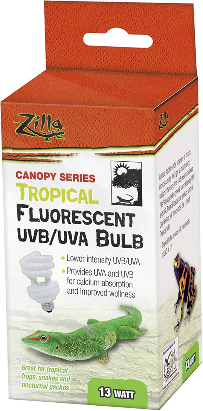 Zilla Canopy Series Fluorescent UVB/UVA Bulbs Tropical 13 W,White, 3.875 in