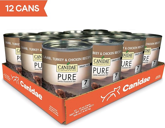 CANIDAE® PURE Lamb, Turkey & Chicken Recipe Dog Wet,13 oz (Pack of 12) (Packaging May Vary)