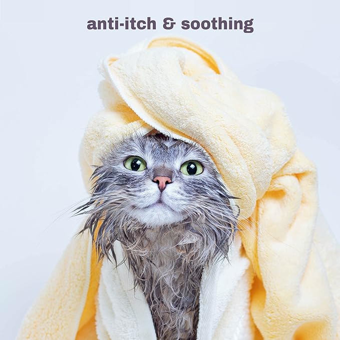 Soothing Hypoallergenic Cat Shampoo – Easy at-home Cat Grooming | Deodorizes | Gentle & Anti-itch | Natural & Allergy-safe Cat Shampoo Sensitive Skin – Fragrance Free | 9 fl oz