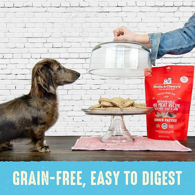 Stella & Chewy's Freeze Dried Raw Dinner Patties – Grain Free Dog Food, Protein Rich Dandy Lamb Recipe – 14 oz Bag