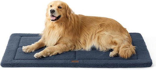 Bedsure Washable Dog Crate Bed for Extra Large Dogs, Reversible Foam Floor Dog Mat, Lightweight Travel Flat Pet Beds for Indoor & Outdoor Dogs (48" x 30", Navy)