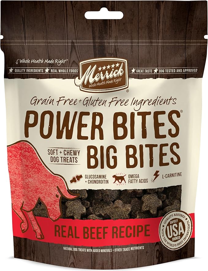 Merrick Power Bites Natural Grain Free Gluten Free Soft & Chewy Chews Dog Treats