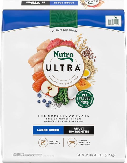 Nutro Ultra Adult Large Breed Dry Dog Food, Chicken, Lamb and Salmon Protein Trio, 13 lb. Bag