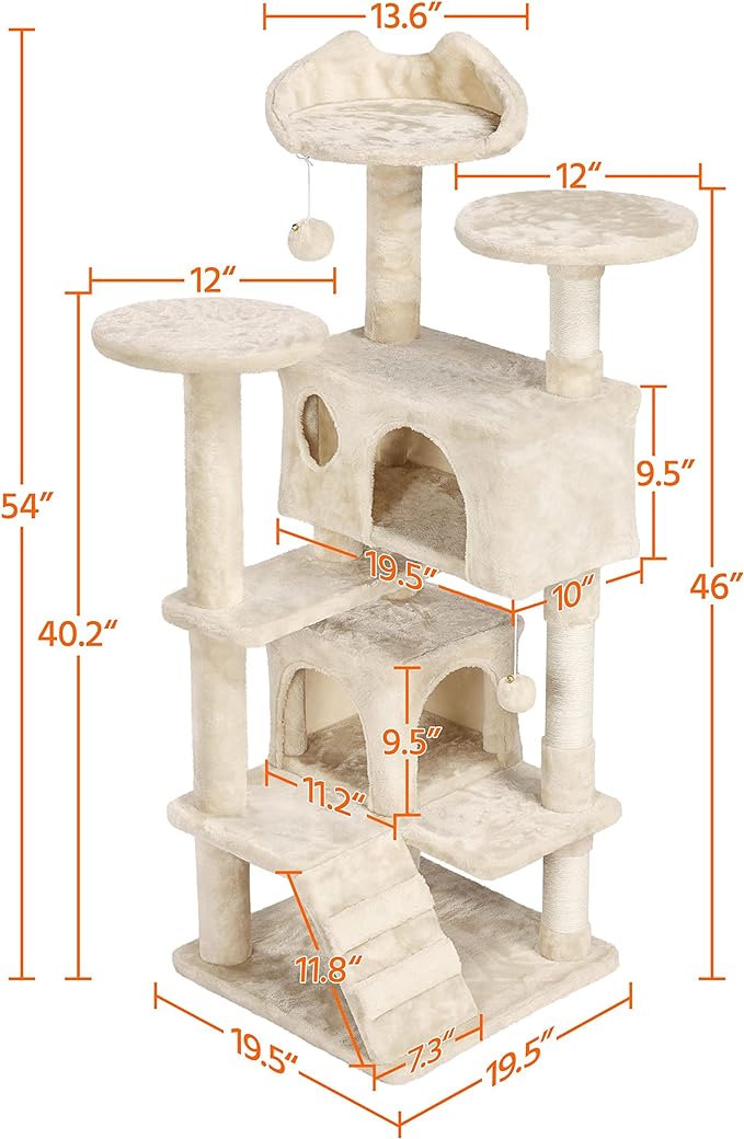 Yaheetech 54in Cat Tree Tower Condo Furniture Scratch Post for Kittens Pet House Play