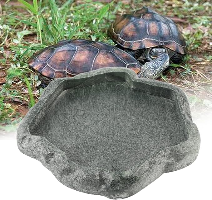 AYNEFY Reptile Food Water Rock Bowls,Resin Reptile Feeder Lizard Worm Feeding Dish Amphibian Feeder Bowl Terrarium Decor for Bearded Dragons Leopard Gecko Frog Snake(Emerald