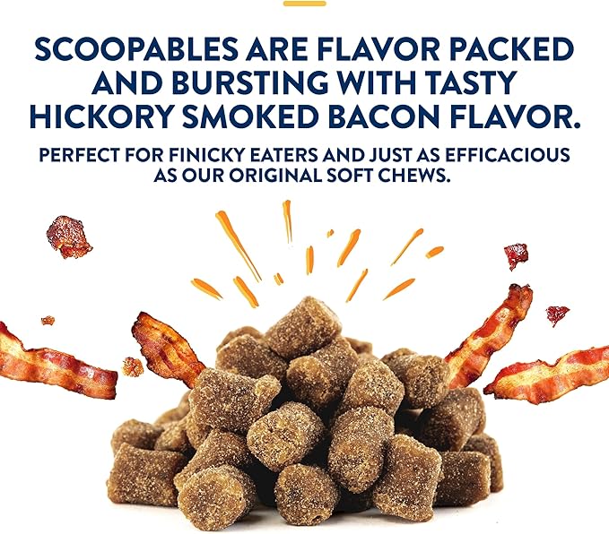 ProDen PlaqueOff Scoopables - Hickory Smoked Bacon Flavor Dental Bites for Small Dogs, Natural Kelp for Plaque & Tartar Control, Freshens Breath - Small & Medium Breed Dental Care- 45 Scoops