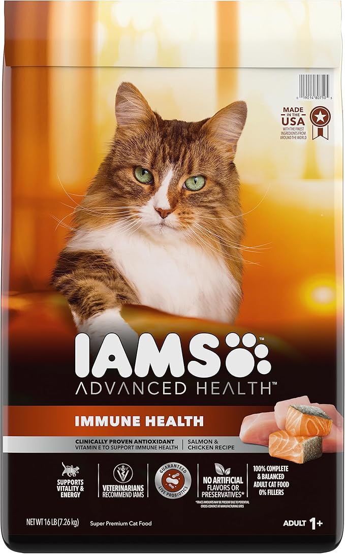 IAMS Advanced Health Immune Health Salmon and Chicken Recipe Adult Dry Cat Food, 16 lb. Bag