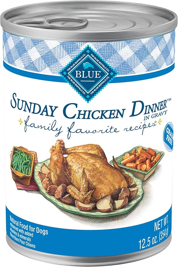 Blue Buffalo Family Favorites Adult Wet Dog Food, Made with Natural Ingredients, Sunday Chicken Dinner, 12.5-oz. Can (Pack of 12)