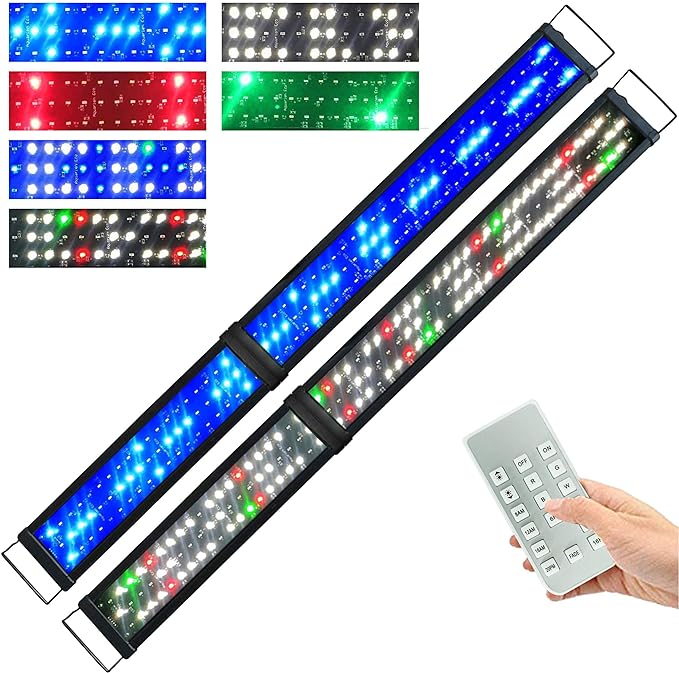 KZKR Upgraded Aquarium Light Multi-Color Remote Control 60-72 inch LED Hood Lamp for Freshwater Marine Plant Fish Tank Light Decorations