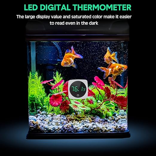 2 Pcs Digital Aquarium Thermometer Fish Tank Thermometer Accurate LED Display Adhesive Aquarium Temperature Tank Water Temperature Measurement for Fish, Axolotl, Turtle or Aquatic