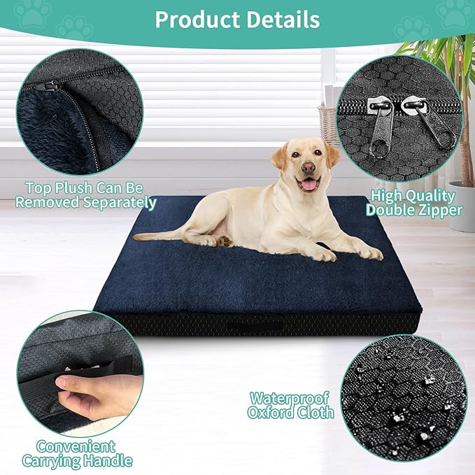 Dog Bed Covers Replacement Washable, 30Lx20Wx4H Inch Waterproof Dog Bed Covers Soft Plush Replacement with Zipper, Removable Cover & Anti-Slip Bottom for for Dog/Cat, Cover Only