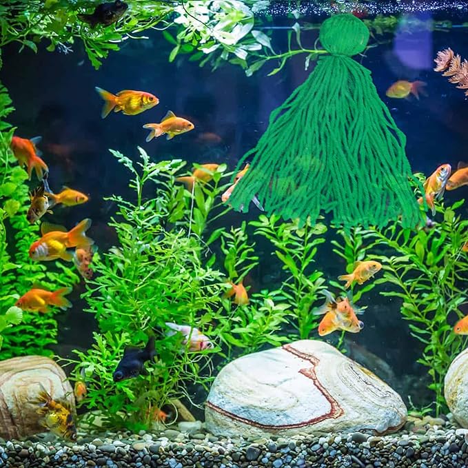 Fish Breeder Spawning Mop for Fish Tank, Floating Fish Breeding Mop for Egg Laying, Green (Green)