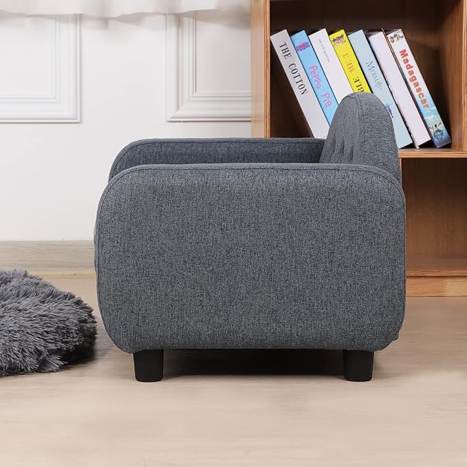 Dog Sofas and Chairs for Small Pet/Cat Sofa Bed with Wooden Frame/Bed for dogs with Linen Fabric/Cat Sofa Chair with Cushion/Dog Couch for Small Dog Rest Using (Grey)