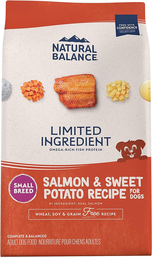 Natural Balance Limited Ingredient Small Breed Adult Grain-Free Dry Dog Food, Salmon & Sweet Potato Recipe, 12 Pound (Pack of 1), Salmon & Sweet Potato (New Formula)