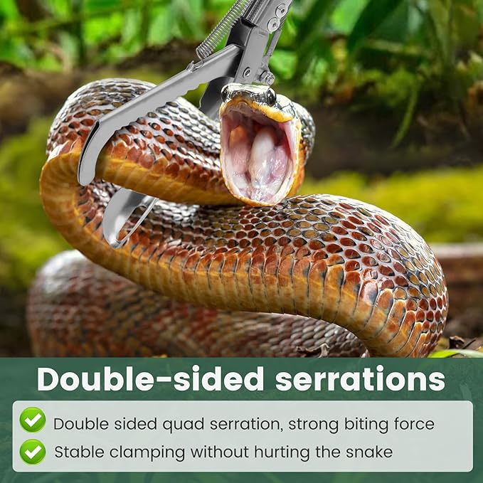 78 Inch Folding Snake Grabber Tool, Extra Long Snake Tongs for Extra Safety, Snake Grabber is Made of Stainless Steel for Corrosion Resistance, High Load Capacity, Easy to Clean and Maintain