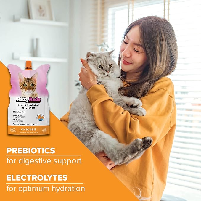 KittyRade – Delicious, Healthy Prebiotic, Isotonic Drink for Cats, Electrolytes | Reliable Hydration Drink for Cats & Low Calorie | Cat Health Supplement | Resealable Packs | KittyRade (250ml x 3)